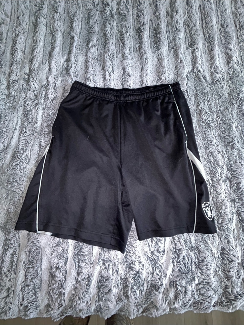 NFL Raiders Black Men's Athletic Shorts with White Trim